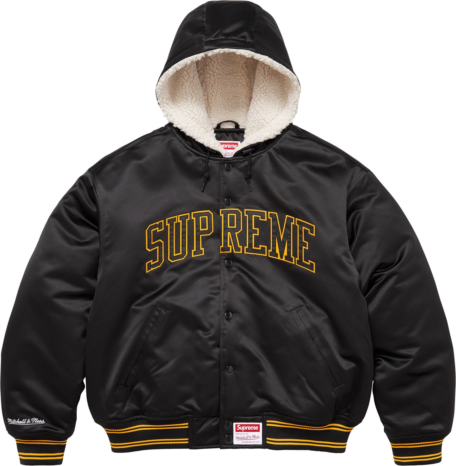 Supreme®/Mitchell & Ness® Lined Hooded Satin Varsity Jacket view 14